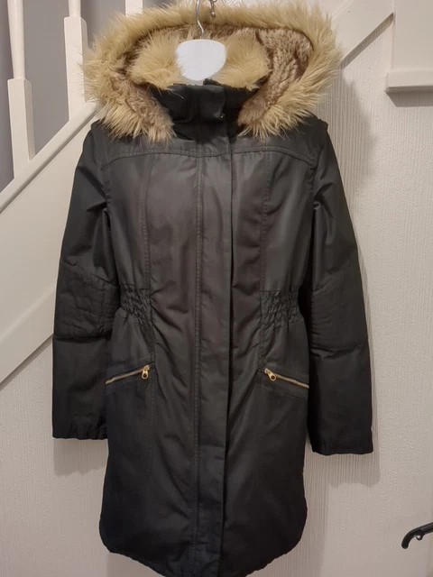 NEW TED BAKER Amandea Black down Puffer Jacket Faux Fur Coat SIZE