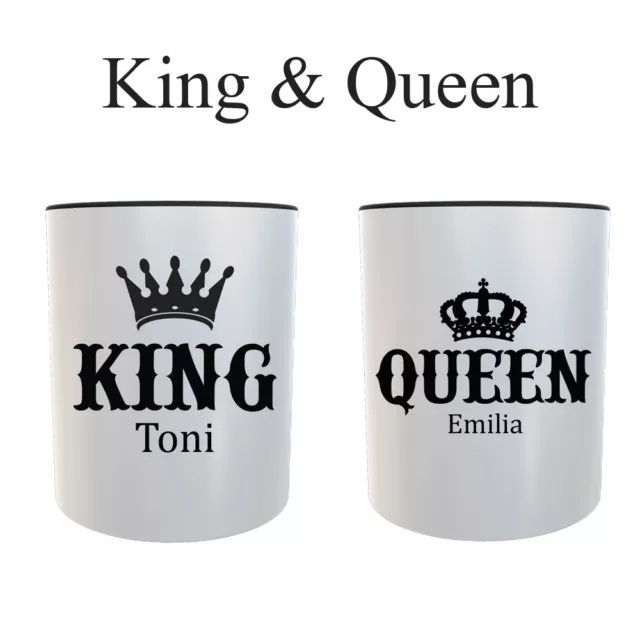 Tasse King & Queen Personalisiert bedruckt Geschenk-Idee Kaffeetasse Partner