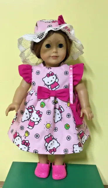 18 inch doll clothes will fit american girl type dolls handmade "hello kitty"