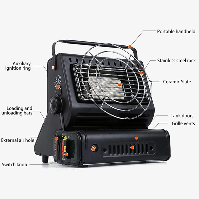 2in1 Tragbare Gasheizung 1,3KW Camping Butan Gas Kocher Zeltheizung Keramik DE 3
