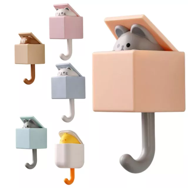 Creative Adhesive Coat Hook Cute Cat Key Holder Hook Cute Pet Hooks Wall Decor