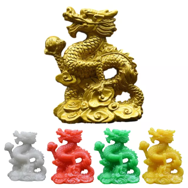 Resin Chinese Feng Shui Dragon Figurine Statue for Luck & Success Room Decor