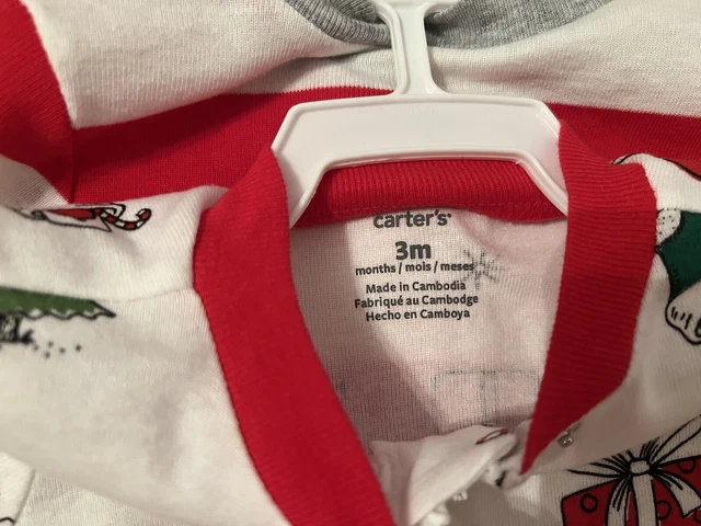 NWT Carters Baby 2-Pack Footed 2 way Zip Christmas Sleepers Infant Size 3 Months 2
