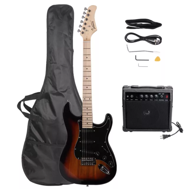 Glarry GST Stylish Electric Guitar Kit with Black Pickguard Sunset Color