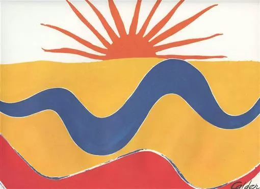 Take Off For the Sun Lithograph 1976 Flying Colors Braniff Alexander Calder