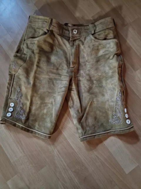 Trachten Lederhose  Hirschleder + Stickerei Gr.50 ! Wurde nur 1 x Getragen !