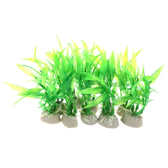 10 Pcs Aquarium Artificial Plants Plastic for Fish Tank Decoration Green 3.94"