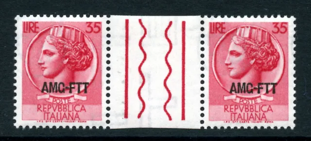 Italy-Trieste 175, 1953-54 "Italia," Gutter Pair, Mint, Vlh, No Remnant(It076)