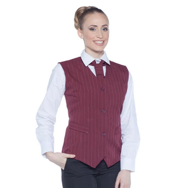 Grembiule Donna Nero E Bordeaux A Righe – Davantino Per Barista, Cameriera, Ristorante, Made In Italy, Ricamo Gratuito