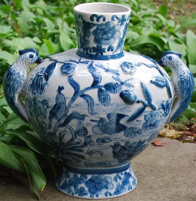 Oriental Handmade Ancient Dragon Handle Off White Glaze Ceramic Vase ws4562S Oriental Handmade Ancient Dragon Handle Off White Glaze Ceramic Vase ws4562S