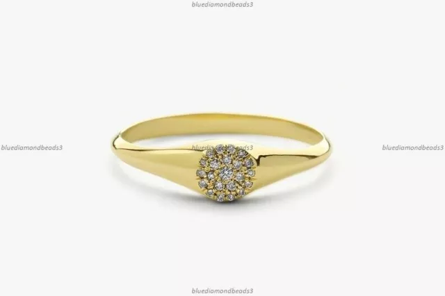 0.11 Ct Diamond Disc Rin Art Deco Wedding Ring 14k Yellow Gold Fine Jewelry