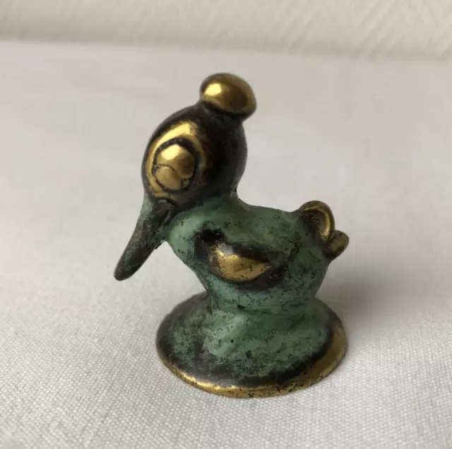 Alte massive Bronze/Messing Figur, Ente, Walter Bosse Miniatur, Gluttöter,selten