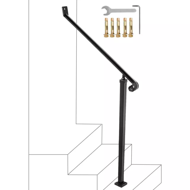 VEVOR Rampe Escalier Main Courante Extérieur Fer 2-3 Marches pour Maison Étages