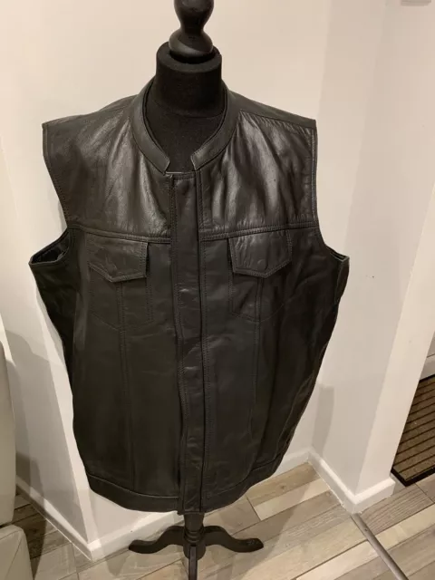 Australian Bikers Gear Motorrad Lederweste Weste Größe 6XL Brustumfang 56