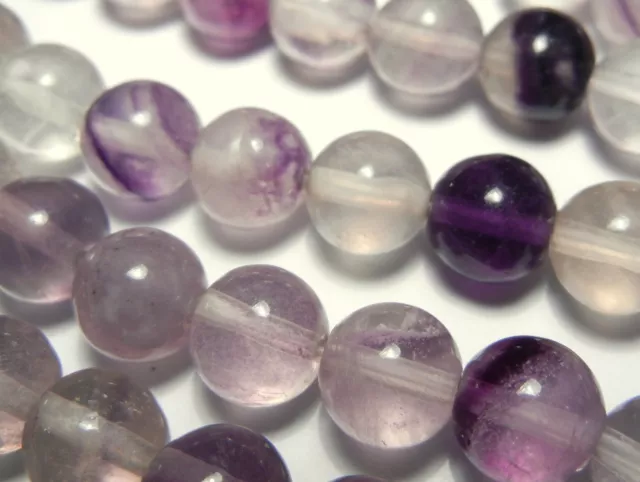 20pc 6mm Fluorite Green Purple Natural Genuine Gemstone Round Beads (GR601)