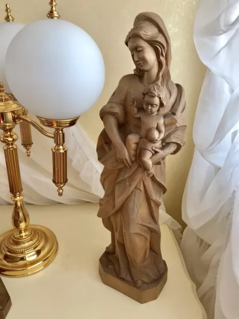 MADONNA mit KIND 50 cm mit Sockel - handgeschnitzt - BAROCK-STIL 1750,00 DM NP