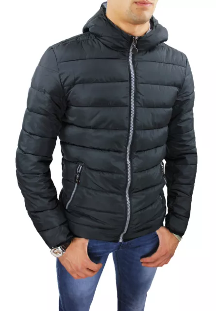 Giubbotto Giacca Uomo Diamond Invernale Nero Casual Piumino Giaccone Cappuccio