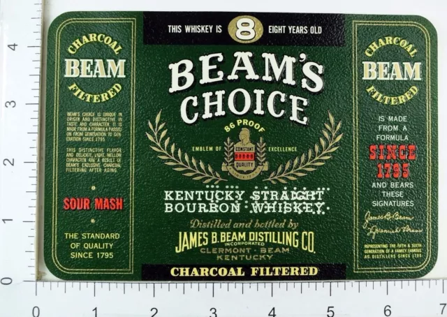 1950's-60's Vintage Beam's Choice 8 Year-Old Whiskey Sample Green Label Bottle