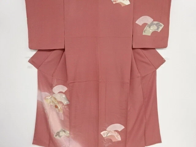 41509# Japanese Kimono / Antique Kimono / Embroidery / Peony & Floral Plants