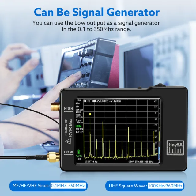 Hand held Tiny Spectrum Analyzer TinySA 2.8" LCD 100khz-960mhz Touch Control 1pc