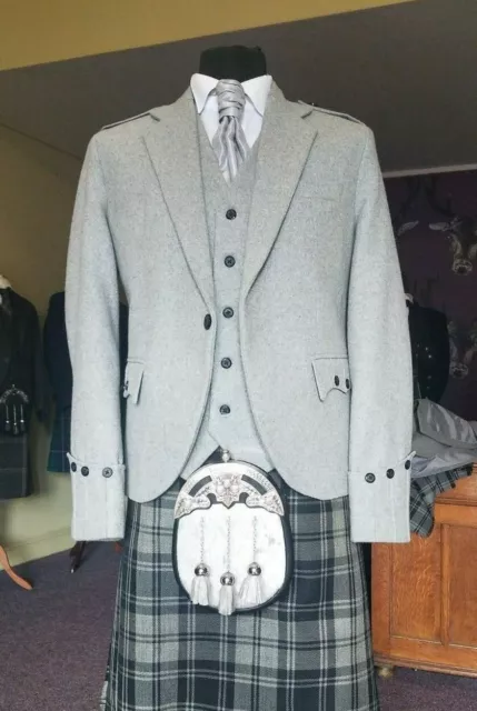 Ex Hire  Argyll Light Grey Kilt Jacket & Waistcoat, EXCELLENT CONDITION