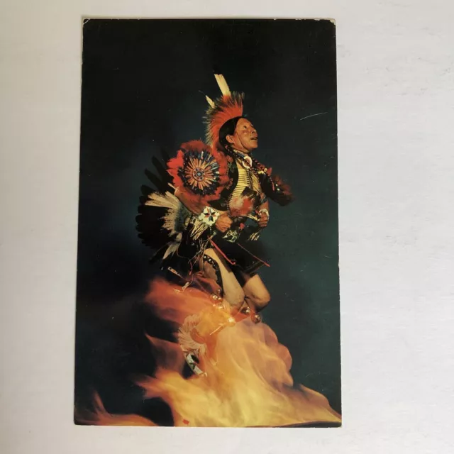 Vintage Postcard Taos Indian Dancer Adam Trujillo  Fire Night Native American