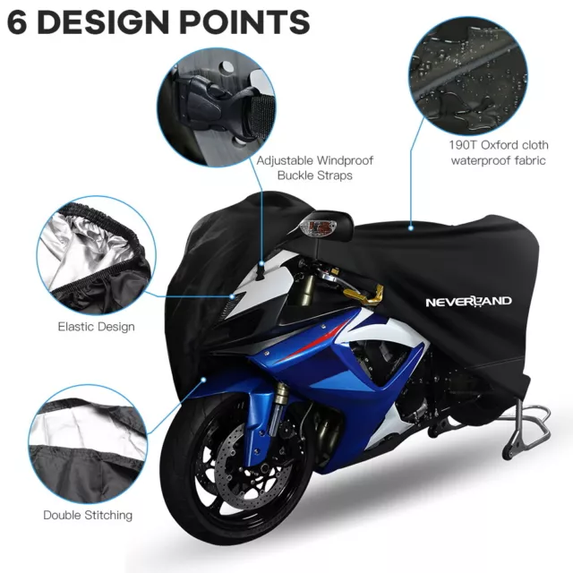 Waterproof Motorcycle Motor Bike Moped Cover Rain Dust UV Resistant 200x90x100cm 2