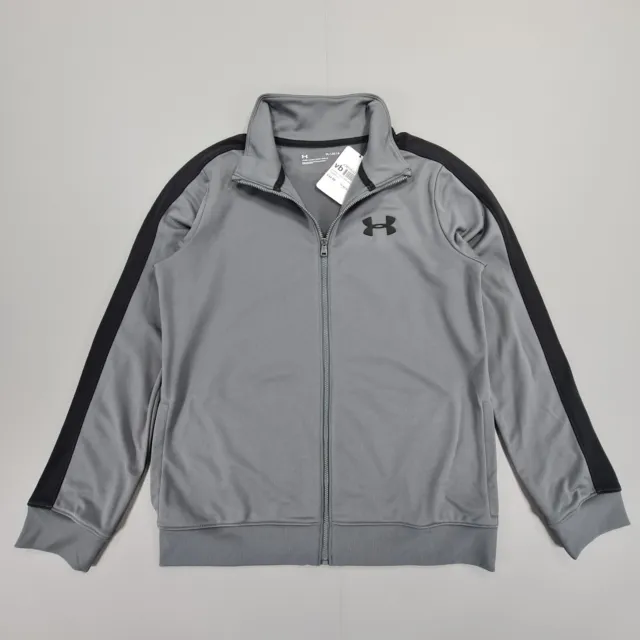 Under Armour Kids Boys Track Jacket Grey 11 -12 Years YL Loose Fit Full Zip