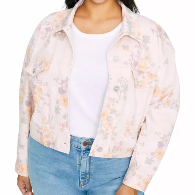Sanctuary Garden Girl Retro Denim Jacket, Floral Print Plus Size 1X, NWT, $159