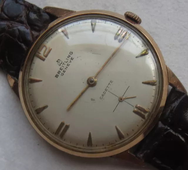 Breitling Cadette mens wristwatch gold filled case load manual cal Landeron 523