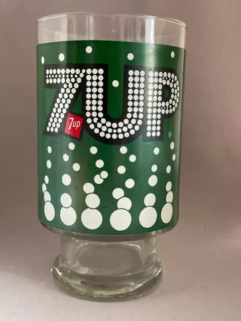 Vintage 1970's 7-Up Soda Bubbles 28 Oz Pedestal Promotional Drinking Glass