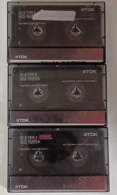 Lotto 3x TDK SF 90 anni 90 TIPO 2 II CROMO musicassette vergini cassette tape