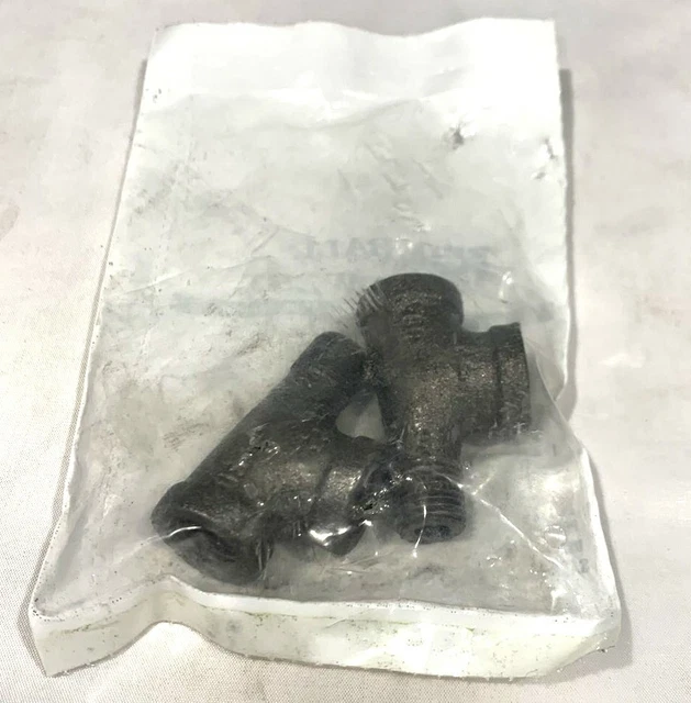 2-Pack Kimball Midwest Pipe Tee Black 1/2" MxFxF