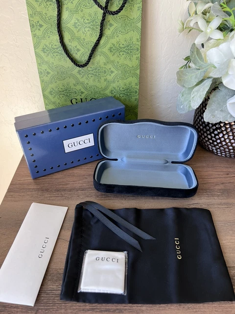 Gucci Sunglasses Eyeglasses Case Black / Blue Velvet Clamshell Eyewear Case New New Sunglasses Eyeglasses Case Black Green Red Blue Purple  main image 4