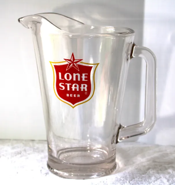 Vtg. LONE STAR BEER Heavy Glass PITCHER Bar Ware Man Cave Decor RARE *SCRATCHED
