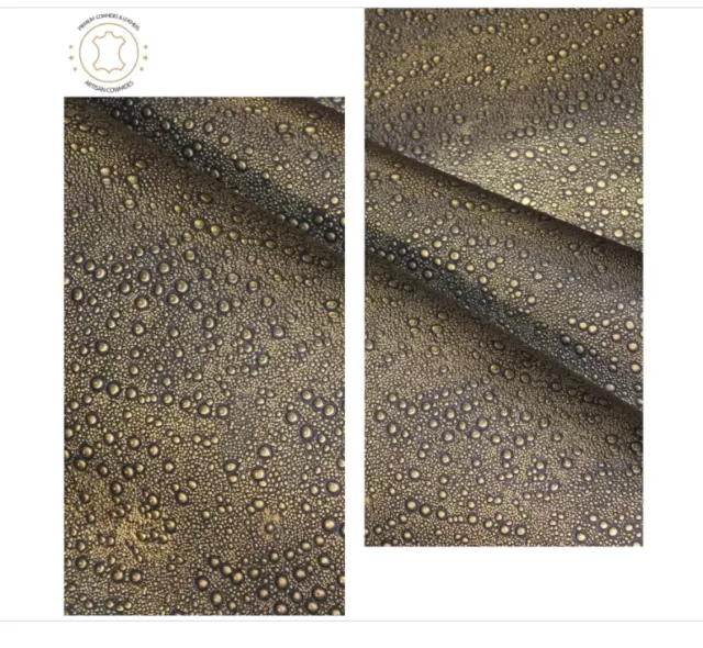 Sábanas de cuero gotas de lluvia en relieve cuero negro oro 12""x12", 12""x18", 12""x24
