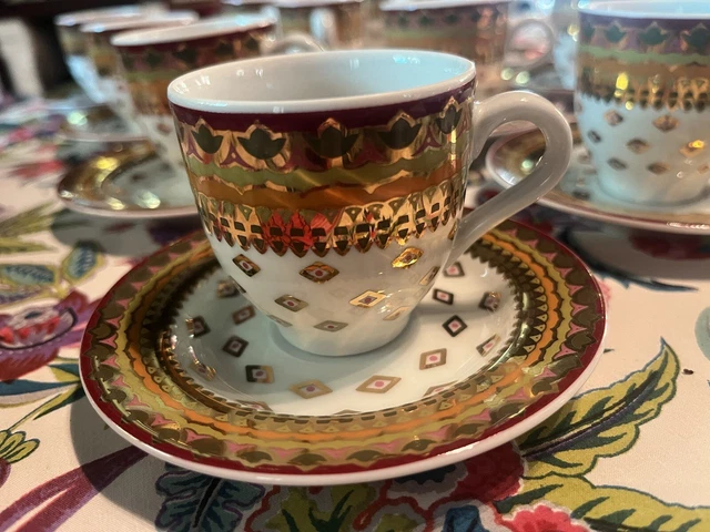 Geneviève Lethu sari  2002 Service  ravier 12Tasses Café Moka État neuf