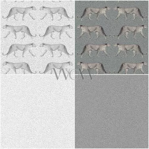 Crown Glamour Léopard Papier Peint Texturé Paillette Animal Imprimé Gris Blanc