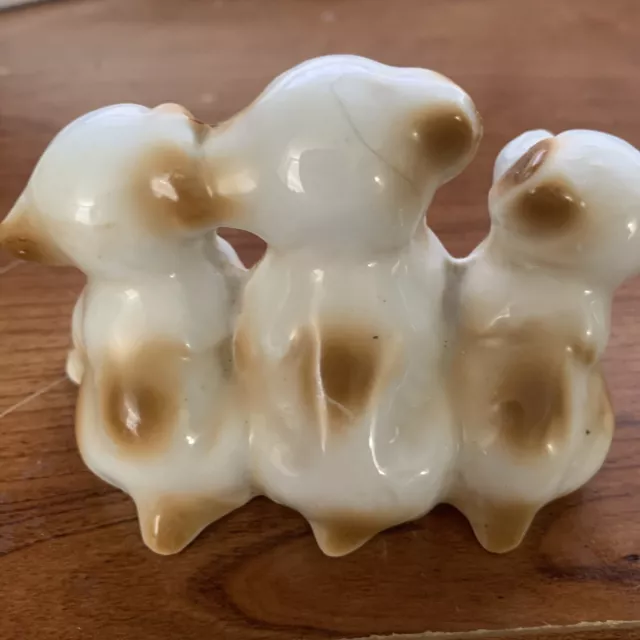 Porcelain Puppies Tails Figurine 4" x 2-1/2" Made In Japan Vintage