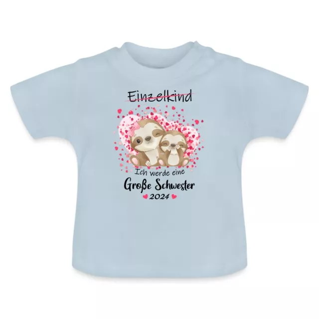 Große Schwester 2024 Süßes Faultier Baby Bio-T-Shirt mit Rundhals