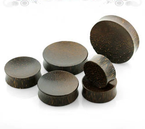 PAIR Organic Natural Wood Large Solid Concave Double Flared Ear Plugs Gauges USA