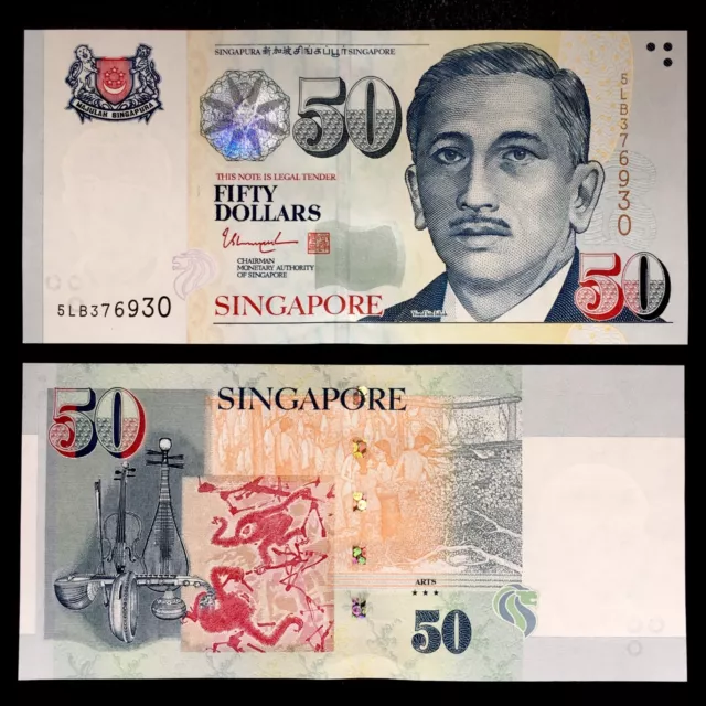 2019 Singapore 50 Dollars P-New Unc+ + + + + + + + + + + +W/3 Stars Arts Tharman