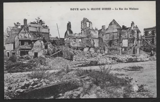 Roye (80) 1 Cpa Vue Ruines Rue Des Minimes Apres La Guerre Voir Photos R/V