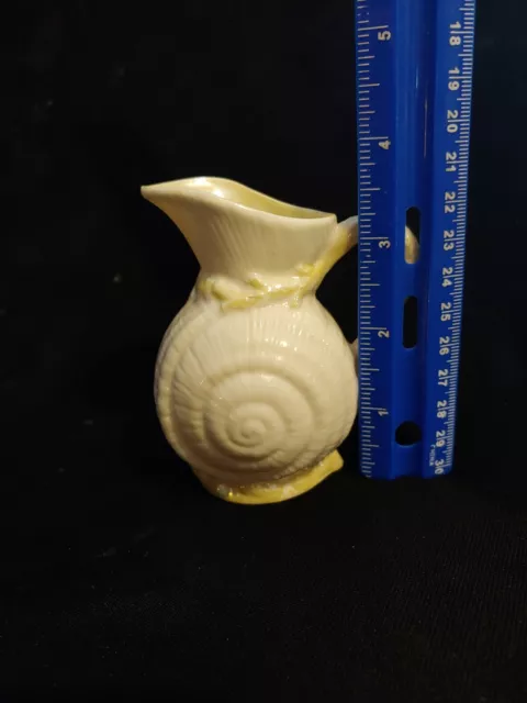 Belleek creamer sea shell / snail design green mark ireland 2