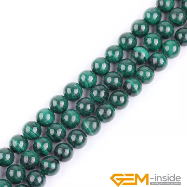 Natural Malachite Gemstone Round Loose Spacer Beads For Jewelry Making 15" YB 3