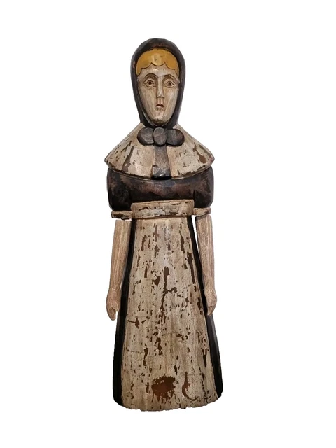 Rare poupée de cire ancienne femme sur support