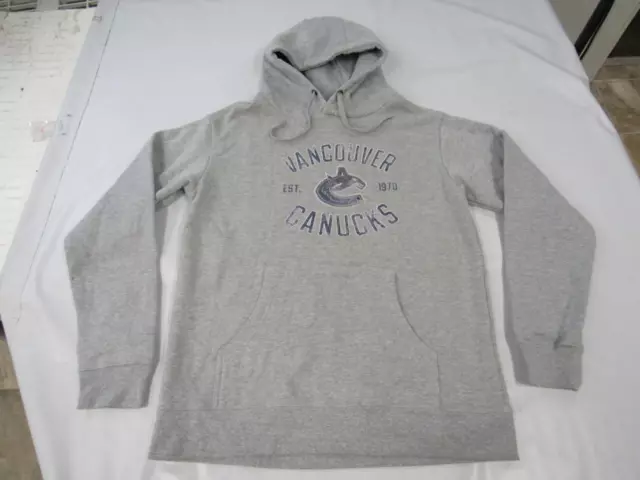 New Vancouver Canucks Est 1970 Mens Size M Light Gray Hoodie w/ Distressed Print