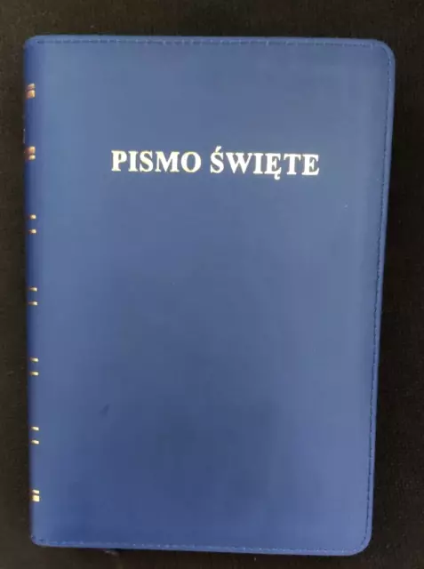Polish Bible, Biblia Warszawska 19x13cm srednia niebieska