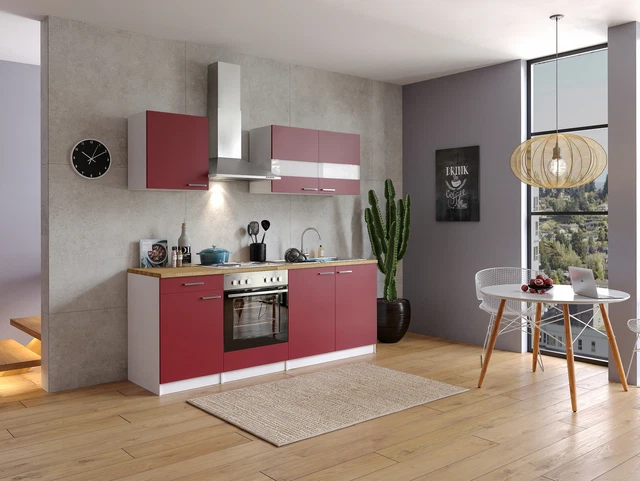 Cucina attrezzata cucinino Bianco Rosso Malia 210 CM respekta