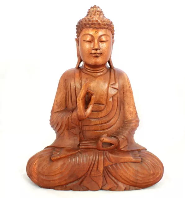 Large Wooden Buddha Statue Vitarka Mudra 42cm Thai Gift Idea Home